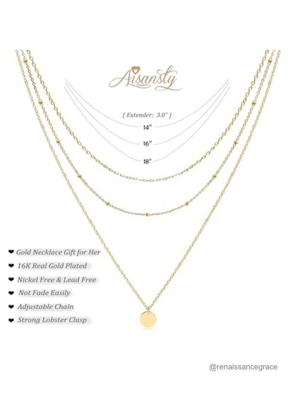 Gold Plated Layered Choker Necklace Set Dainty Multilayer Chains for Women